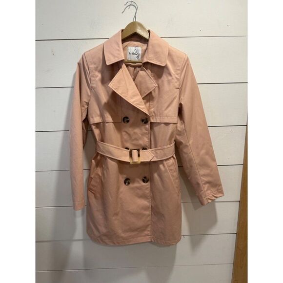 Sam Edelman Trench Double Breasted Button Jacket Sz Medium Pink - Picture 1 of 10